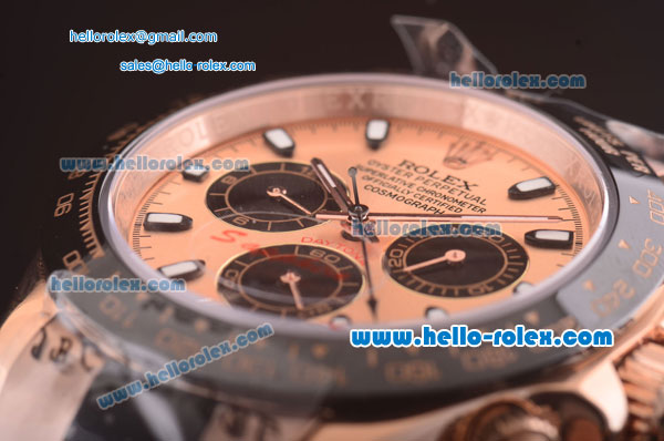 Rolex Daytona Automatic 7750 Coating Rose Gold Case and RG/PVD Strap with Pink Dial - Click Image to Close